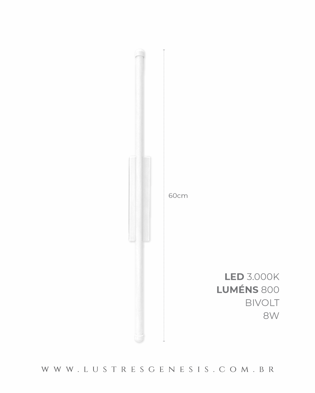 Arandela Moderna Fit Linear Slim Branco 80cm com luz indireta de LED